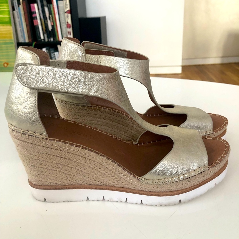 Gentle Souls  Gold leather platform espadrilles